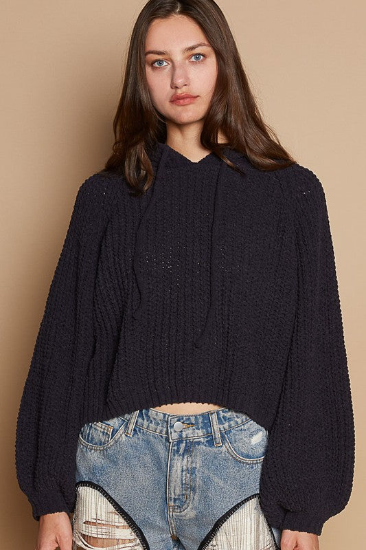 Navy Back Slit Sweater