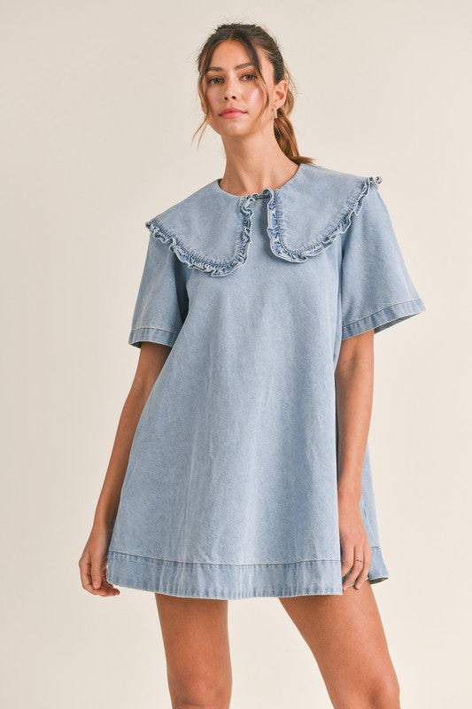 Denim Peter Pan Mini Dress