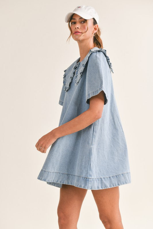 Denim Peter Pan Mini Dress