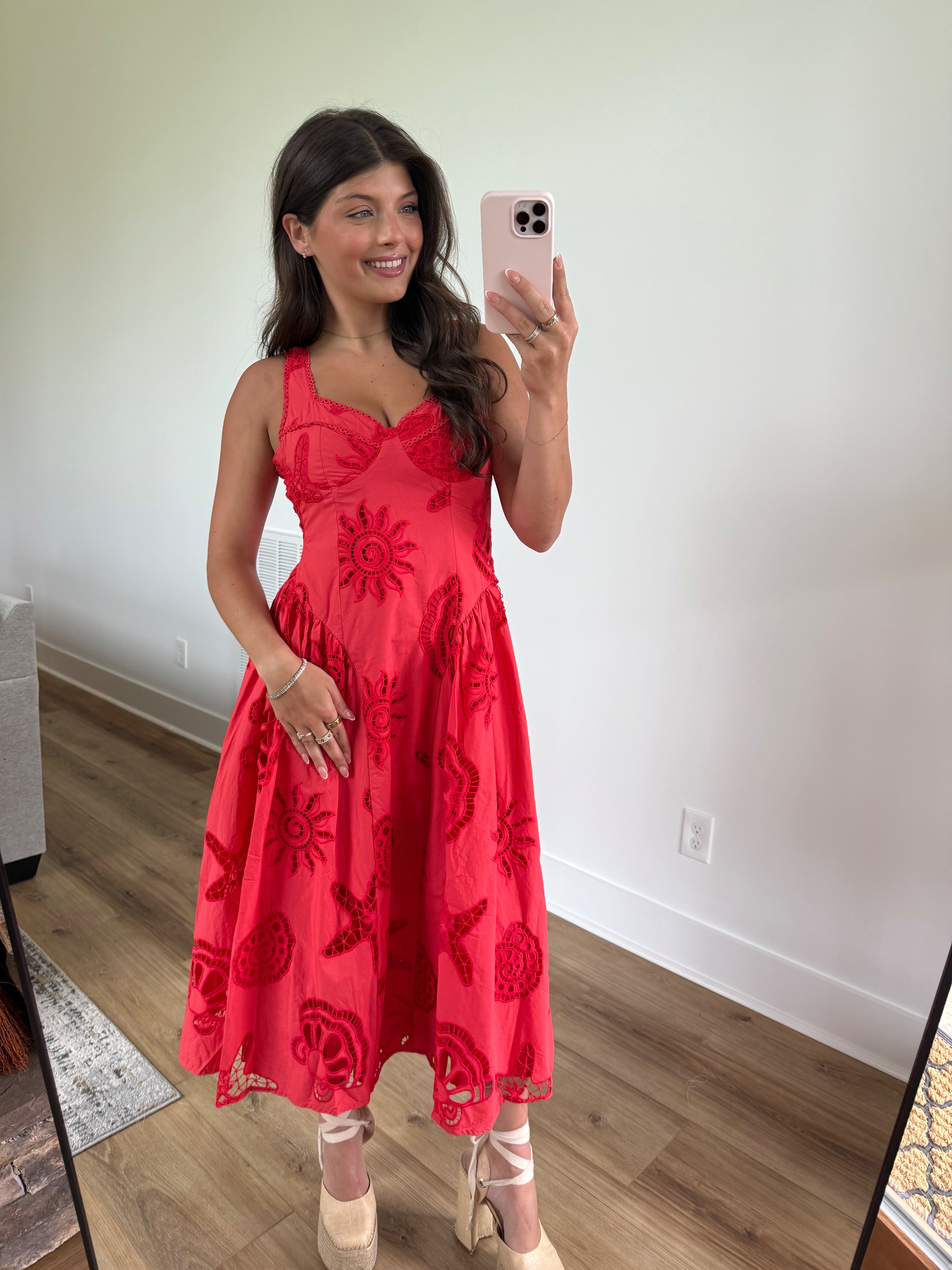 Red Island Midi Dress