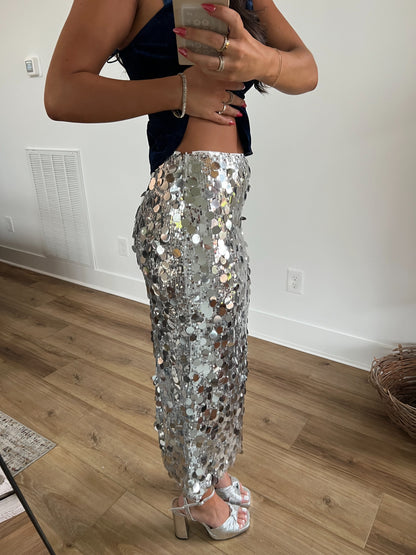 Shine Sequin Midi Skirt