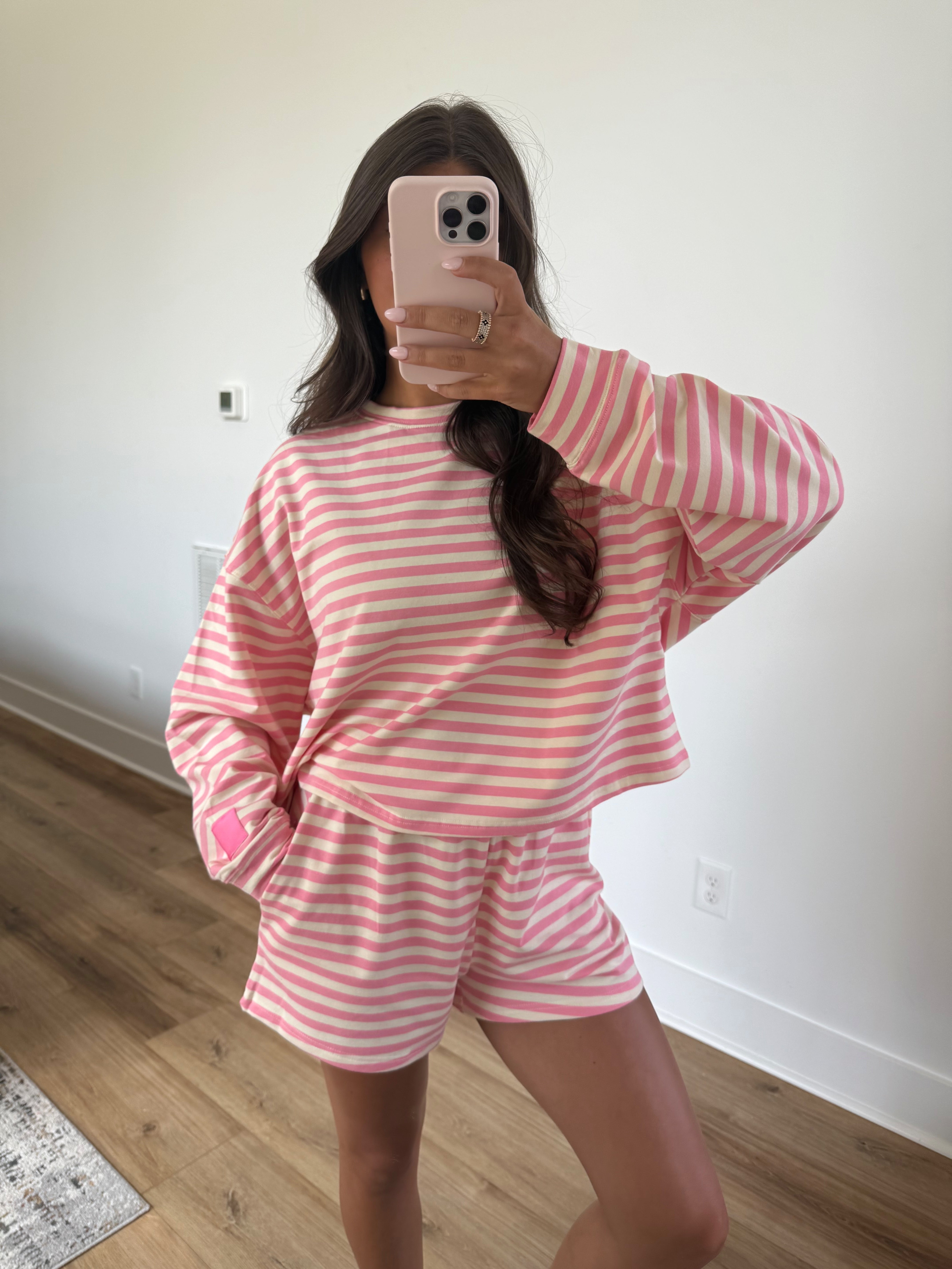 Strawberry Stripe Shorts Set