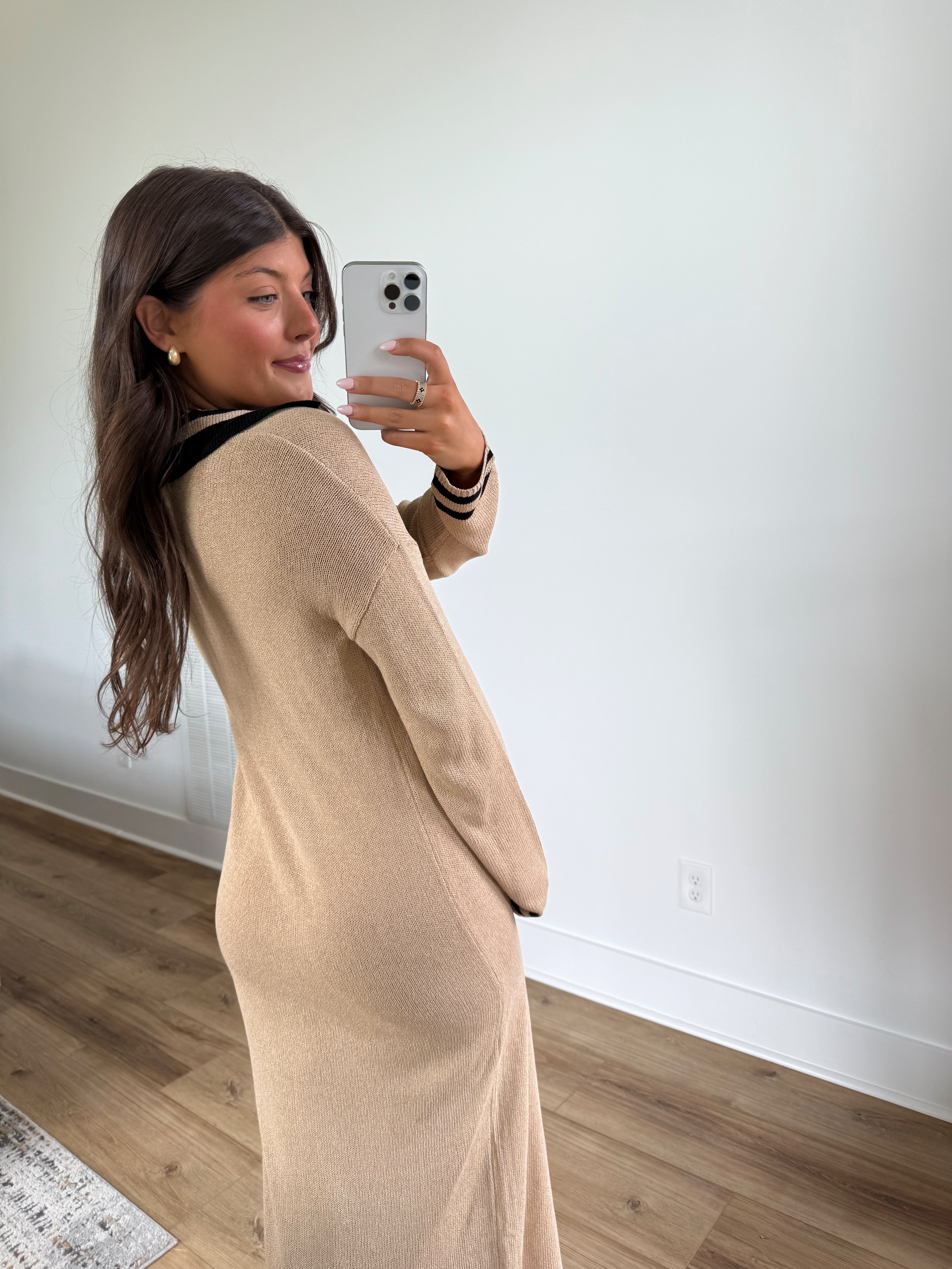 Long Sleeve Polo Sweater Dress