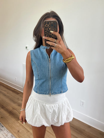 White Eyelet Bubble Skort