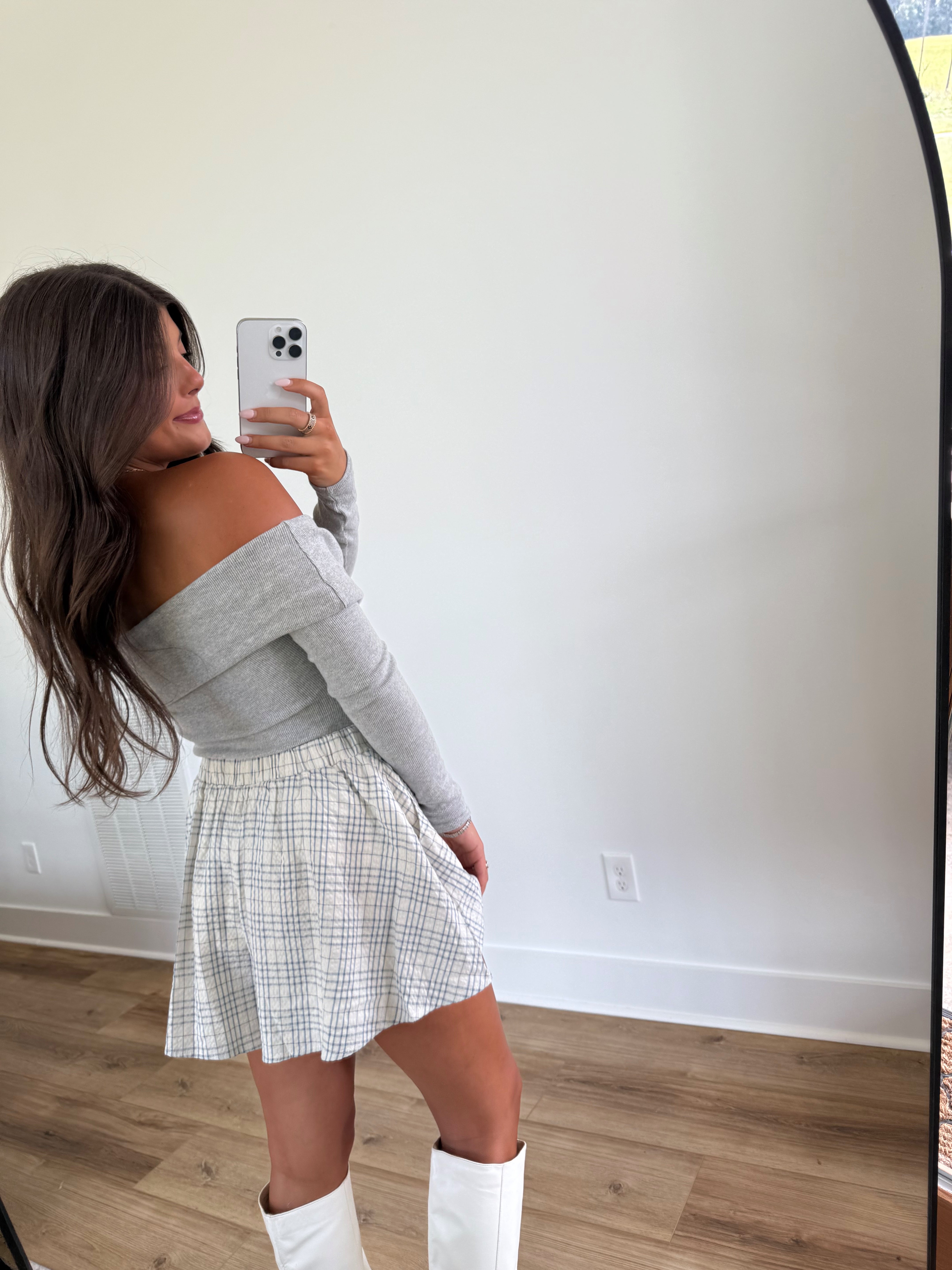 Grey Off-Shoulder Bodysuit