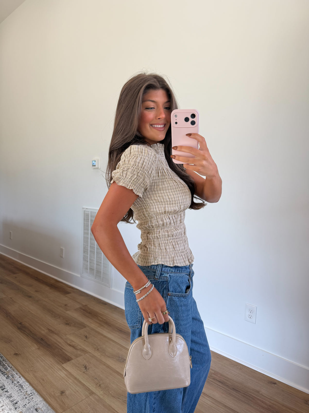 Oatmeal Plaid Top