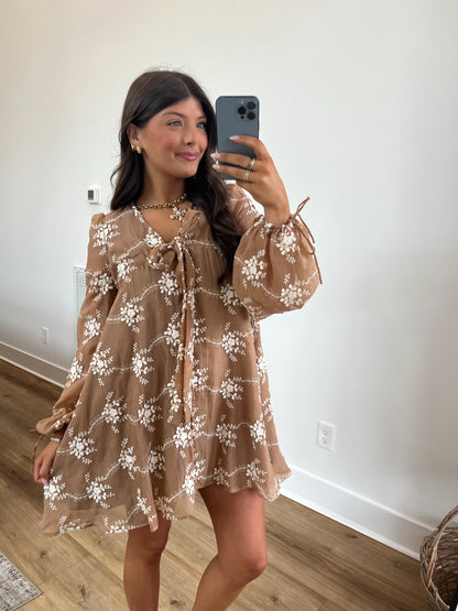 Lillian Love Letters Mini Dress (Brown)