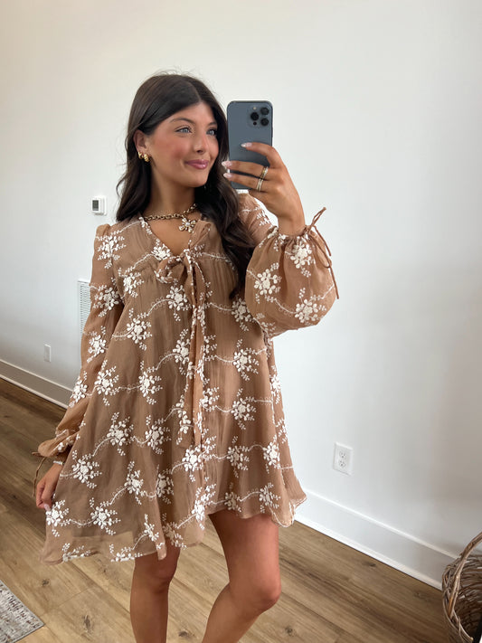 Lillian Love Letters Mini Dress (Brown)