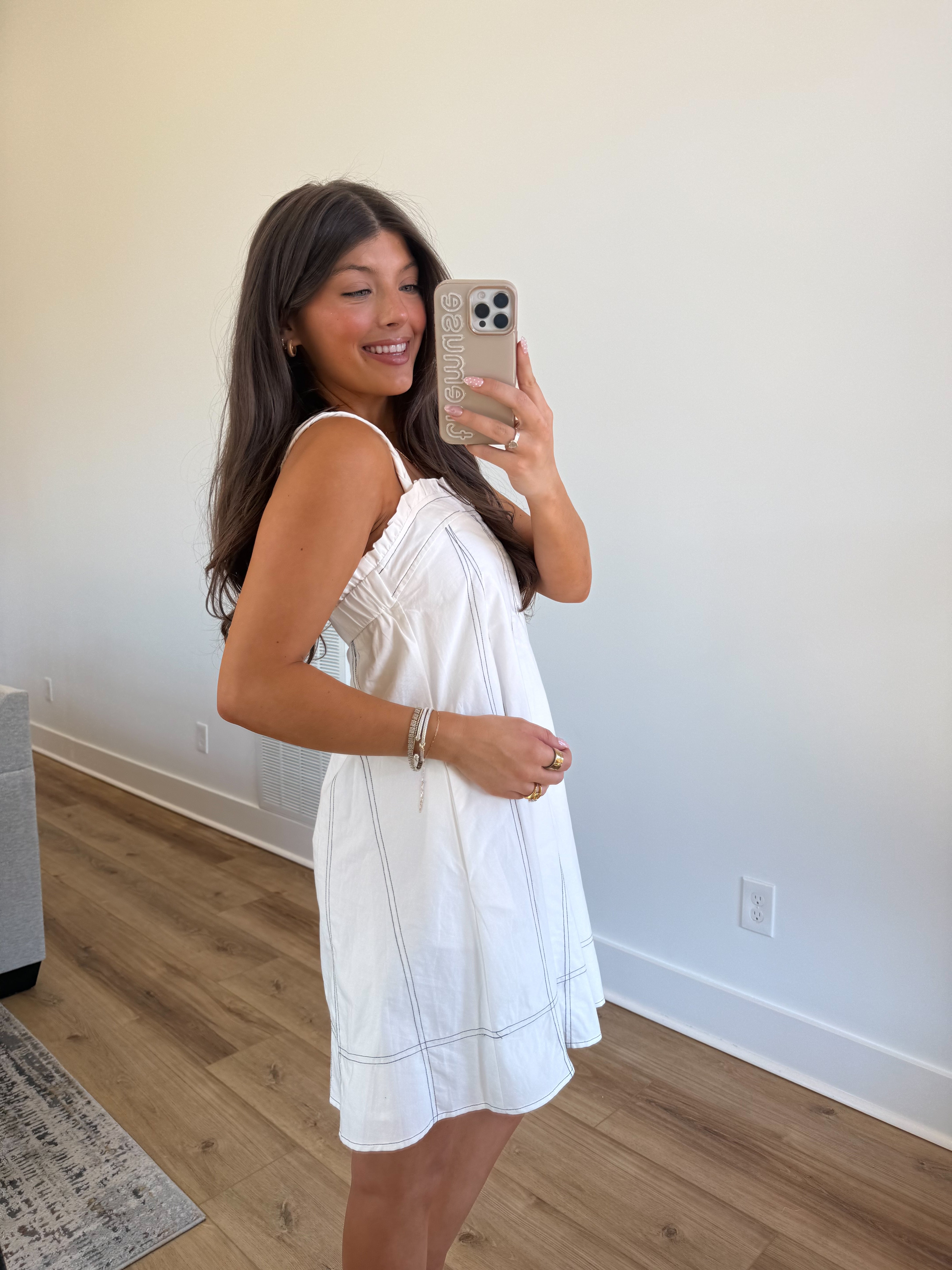 White Stitch Swing Dress