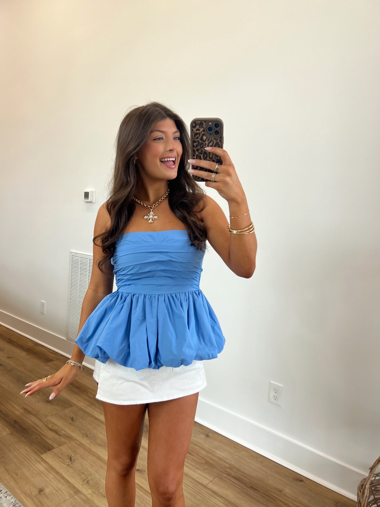 Baby Blue Peplum Blouse