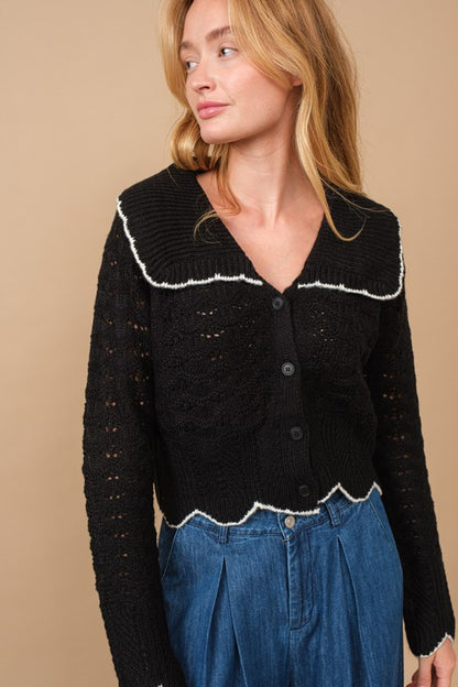 Peter Pan Black Knit Cardigan