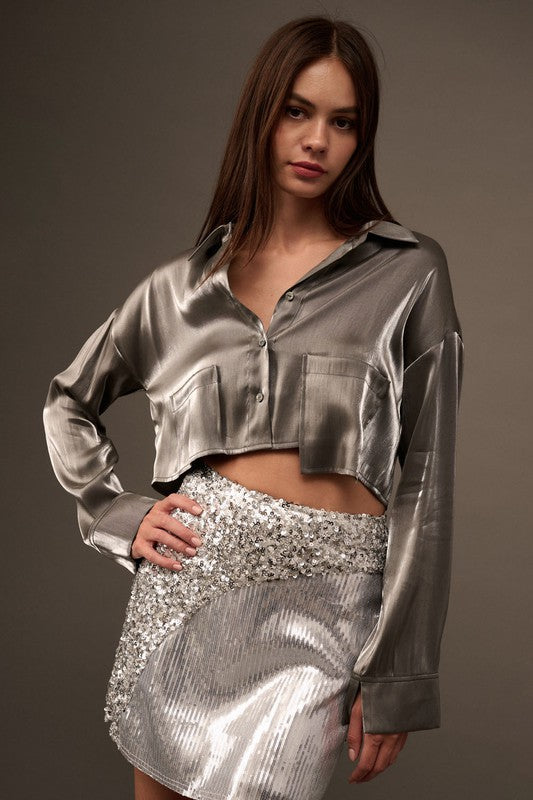 Metallic Pocket Top