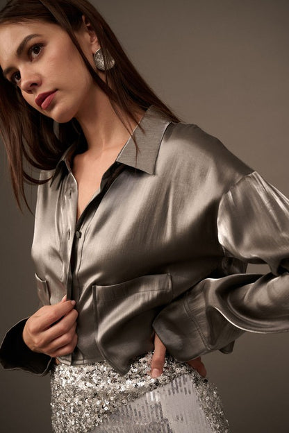 Metallic Pocket Top