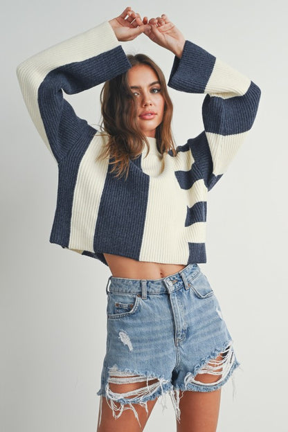 Navy Colorblock Sweater