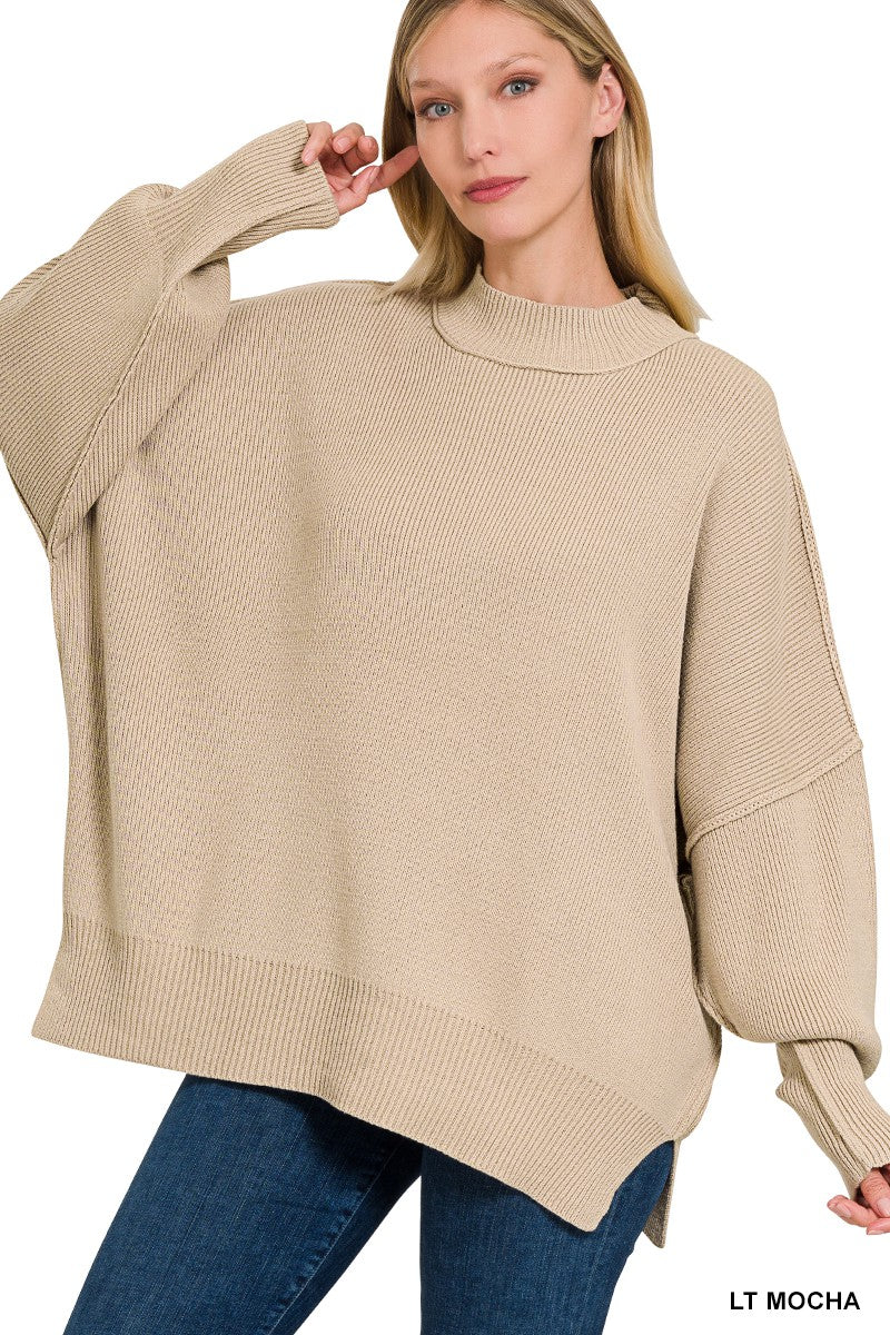 Light Mocha Essential Oversized Cozy Knit Sweater