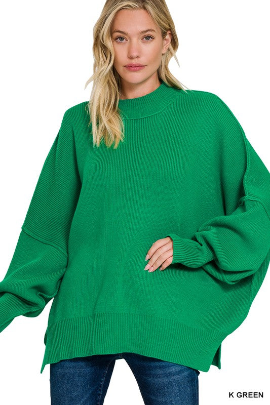 Kelly Green Essential Oversized Cozy Knit Sweater