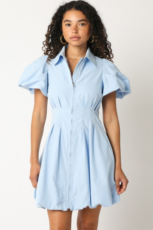 Baby Blue Bubble Zipper Dress