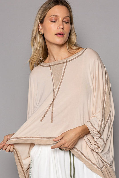 Round Neck Stitch Top (Tan)