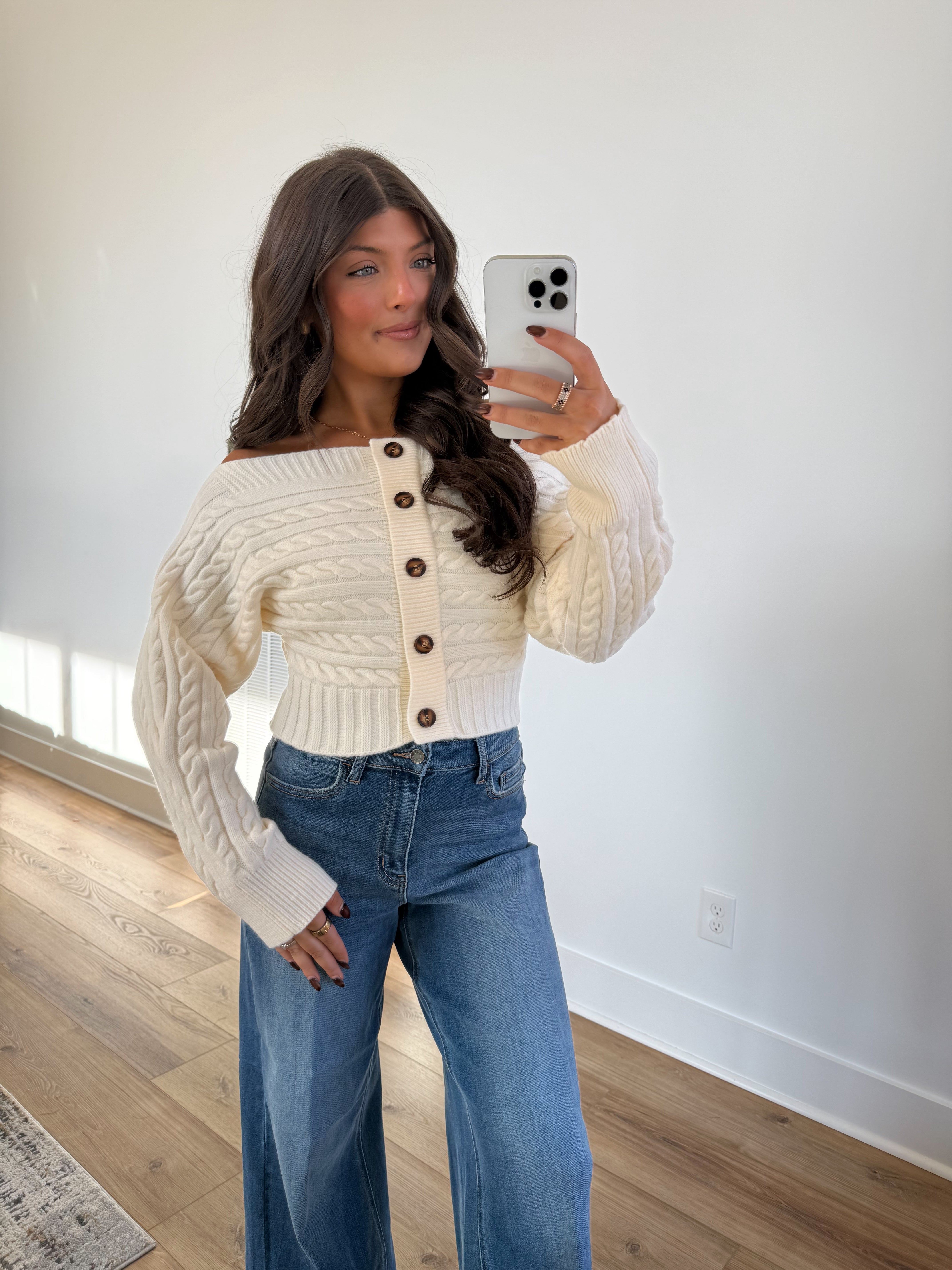 Cream Off The Shoulder Sweater