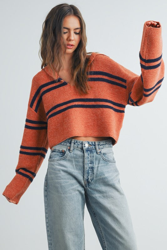 Bruin Stripe Collared Sweater