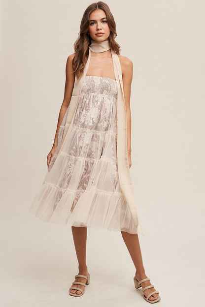 Floral Tiered Mesh Skirt (Dress)