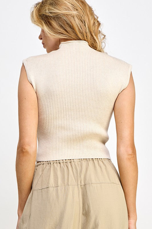 Beige Sleeveless Top