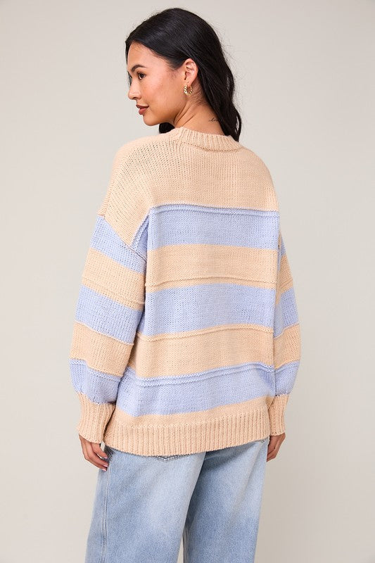 Baby Blue/Taupe Knit Sweater