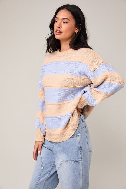 Baby Blue/Taupe Knit Sweater