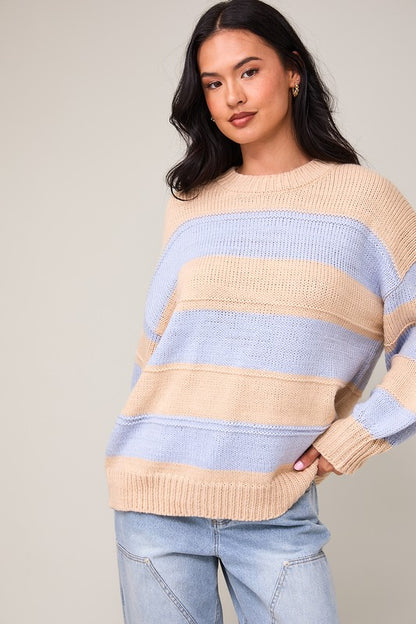 Baby Blue/Taupe Knit Sweater