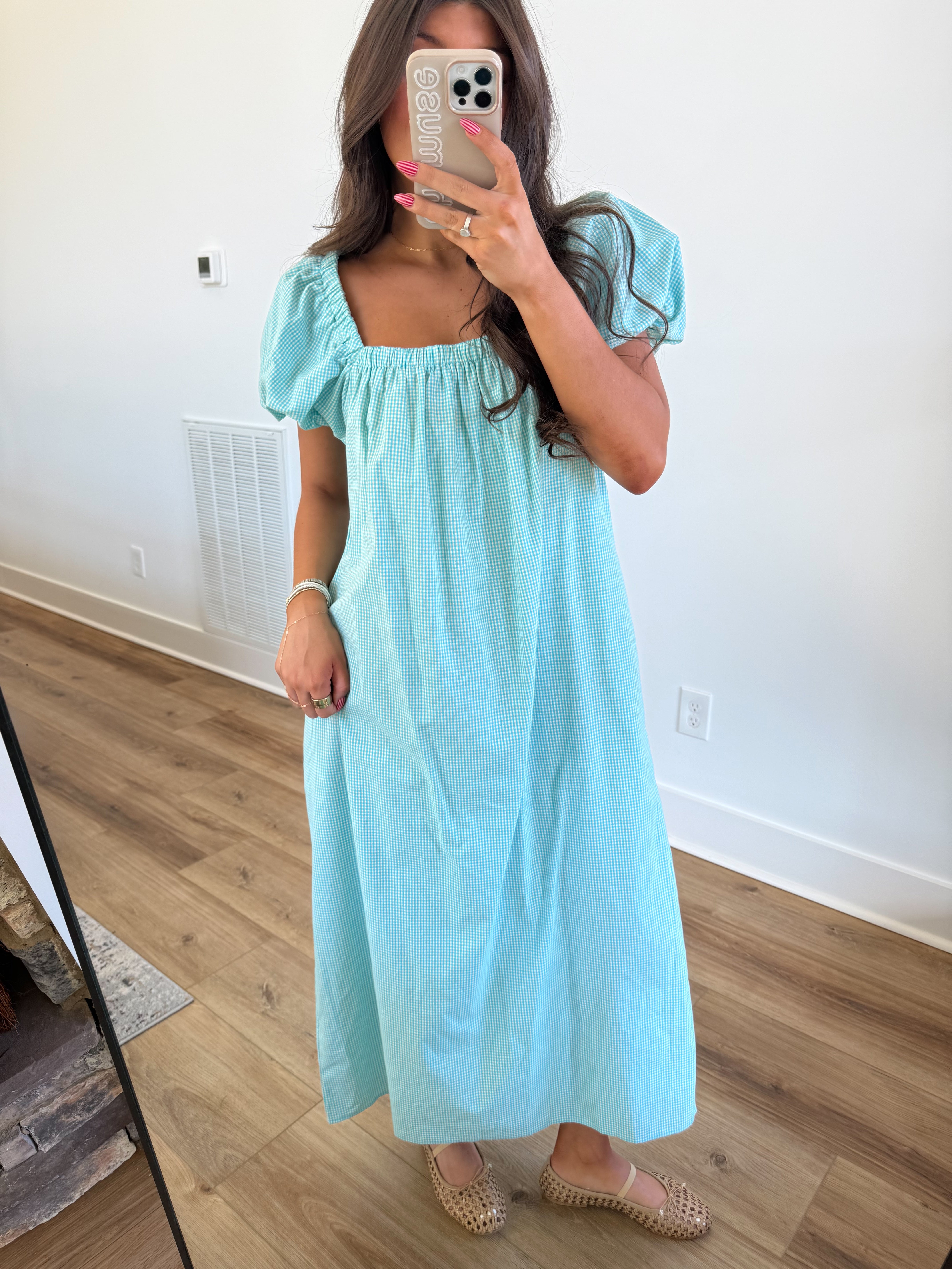 The Milly Dress (Turquoise Gingham)