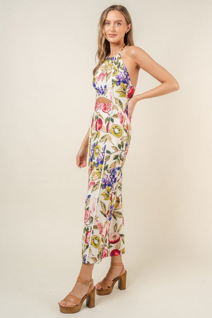 Fruit Detail Waist Cut Out Maxi Dress