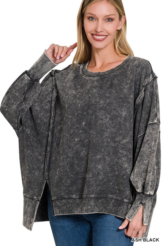 Jill Acid Wash Pullover (Black)