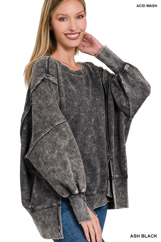 Jill Acid Wash Pullover (Black)