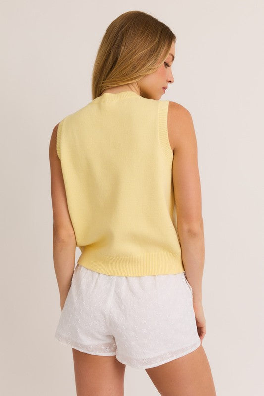 Sunshine Yellow Button Top