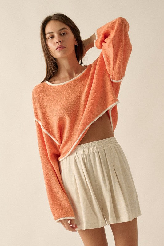 Orange Boat Neck Sweater