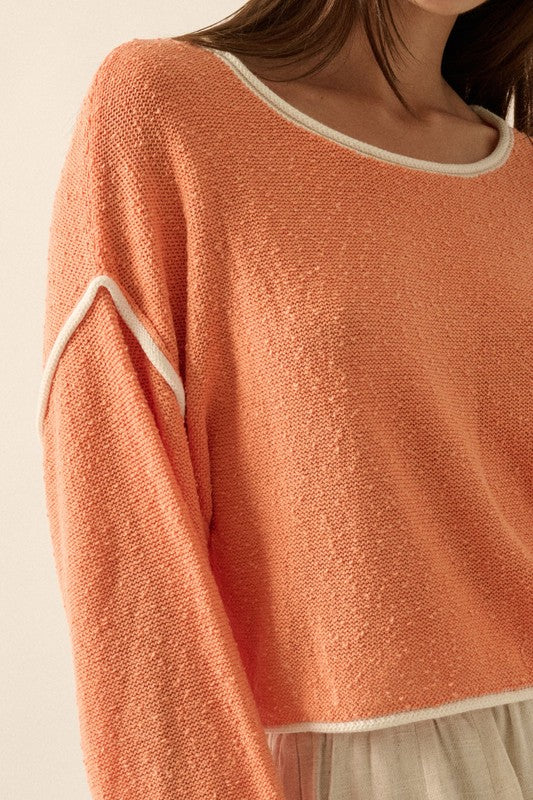 Orange Boat Neck Sweater