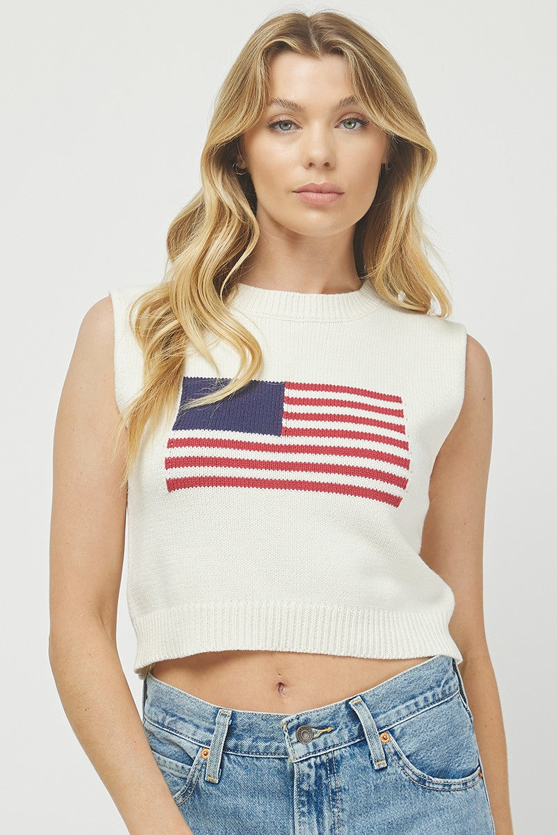 USA Flag Sweater Tank