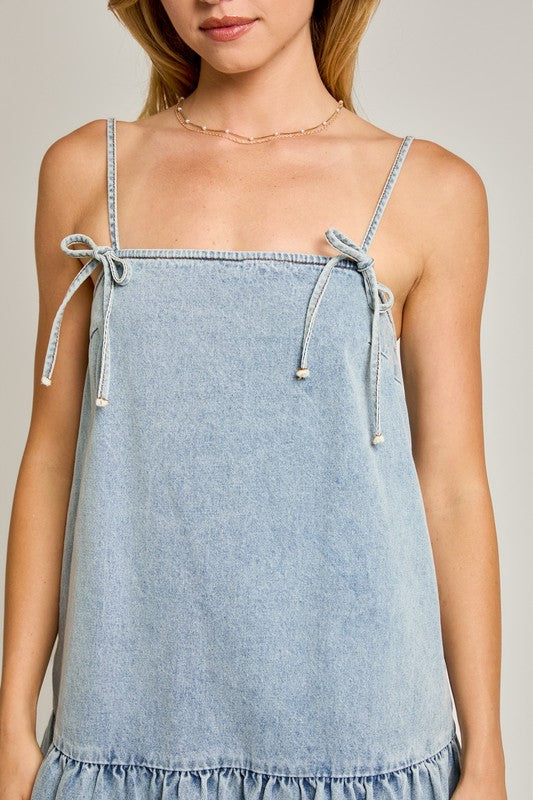 Tiered Mini Denim Dress