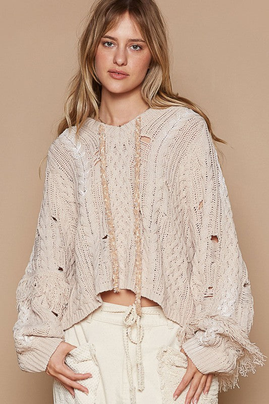 Distressed Fringe Sweater