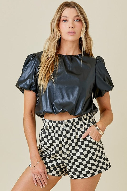 Black Leather Crop Top (DOORBUSTER)