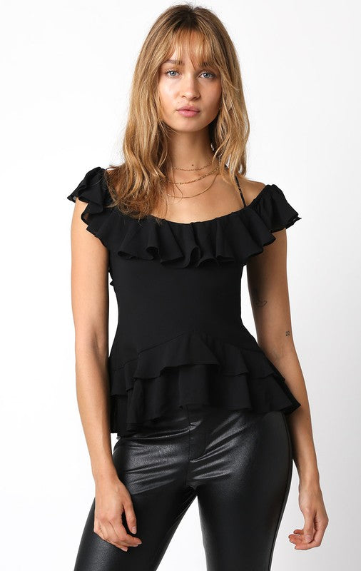 First Down Ruffle Top (Black)