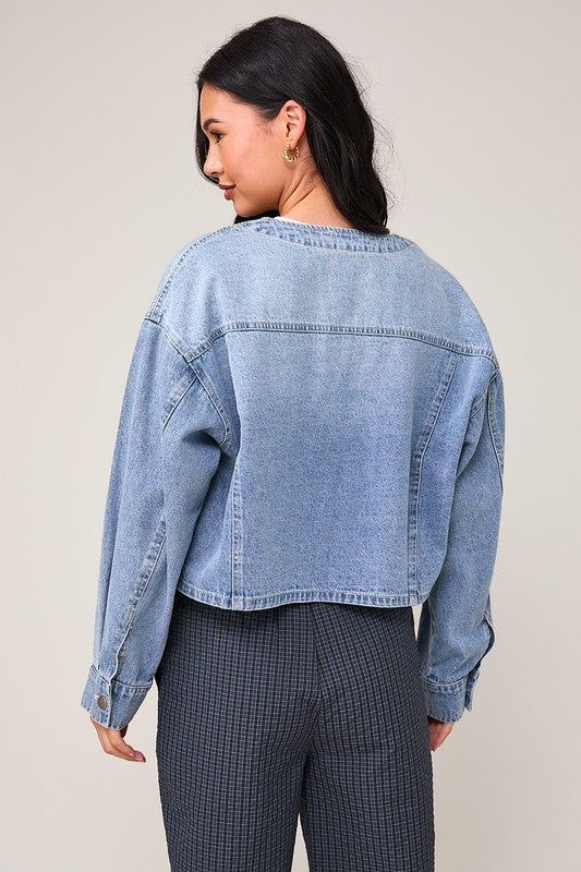 Round Neck Denim Jacket