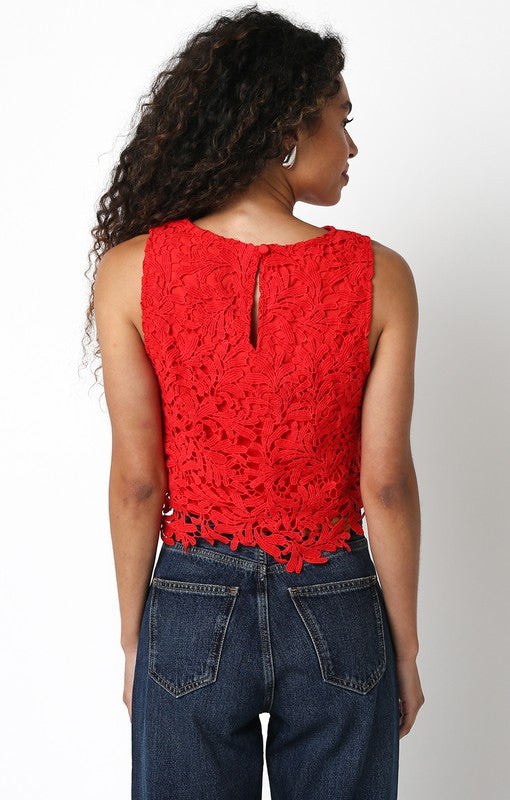 Embroidery Lace Tank (Red)