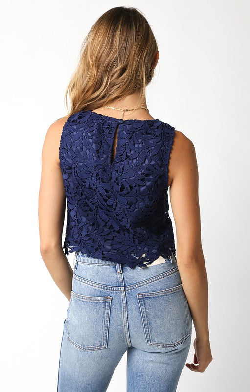 Embroidery Lace Top (Navy)