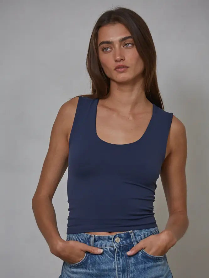 (Navy) Double Lined Seamless Tank