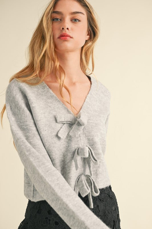 Brynn Bow Sweater (Grey)