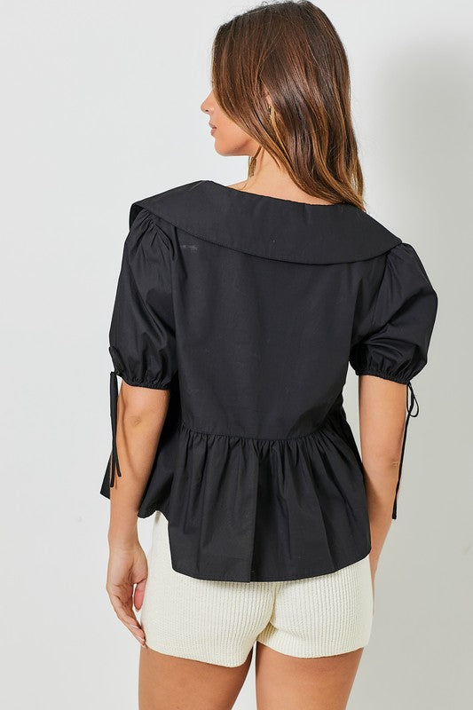 Black Boat Tie Top