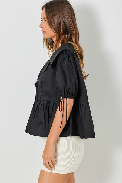 Black Boat Tie Top