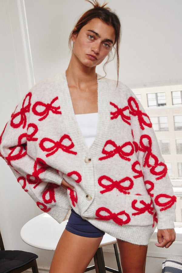 Christmas Bow Cardigan Sweater (Restock)