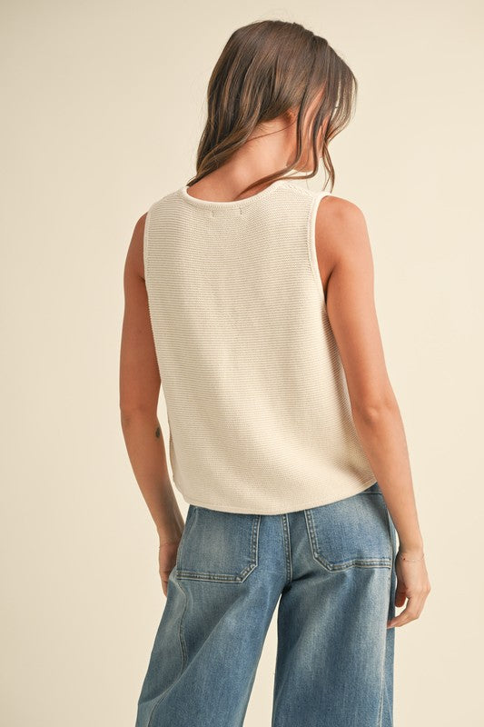 Cream Tie Knit Vest